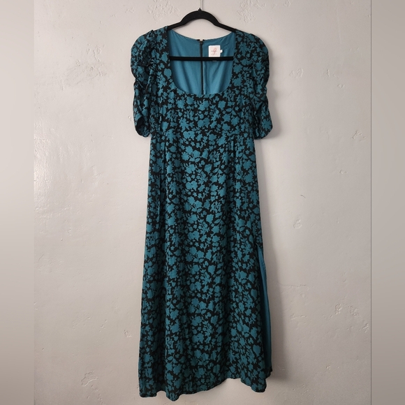The Nines By Hatch Maternity Lined Scoop Neck Maxi Dress Puff Sleeve XS - Picture 1 of 8